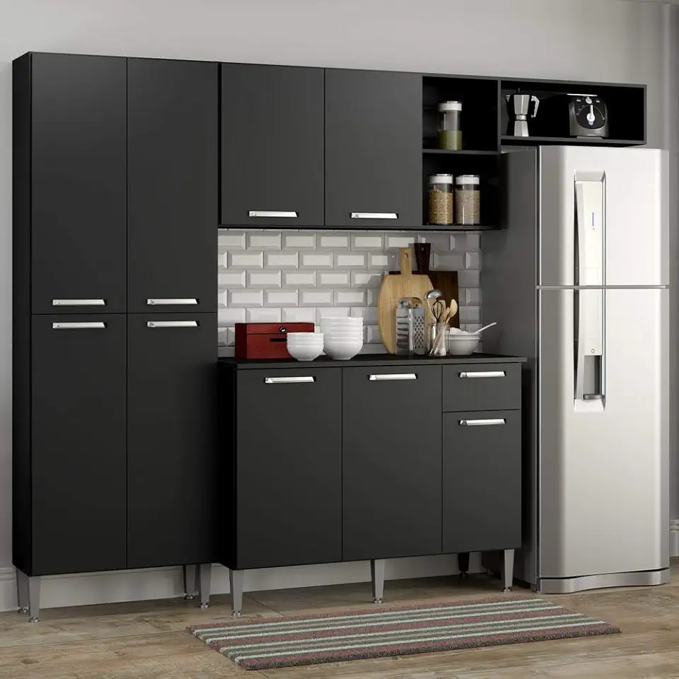 Cozinha Compacta Pequim 9 Portas Mp2933 Multimóveis Preto