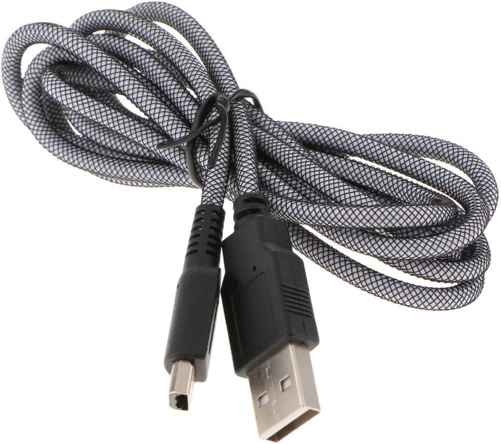 CHILDMORY Silver Grid 4.9Ft 1.5m USB Charging Cable Power Charger Cord Lead Wire Adapter for DSi NDSi DSI XL 2DS 3DS N3DS XL