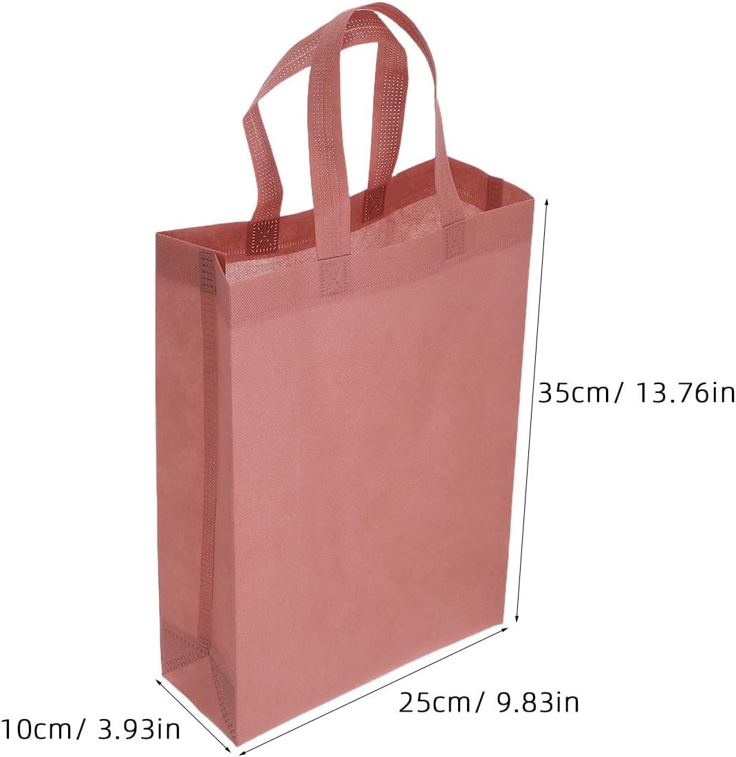20pcs Reusable Foldable Tote Bags Non Woven Shopping Tote Lightweight Washable Grocery Bags with Handles for Storage at Home and Birthday Party Favors Pink image 4