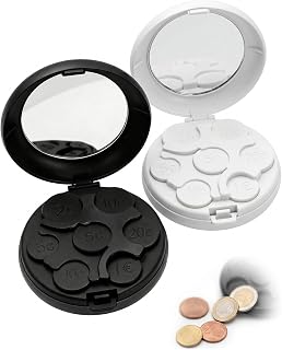Münzsortierer 2 Stück Schwarz Weiß, Praktische Münzbox zur Kleingeldaufbewahrung & übersichtlichen Ordnung, mit rutschfester Basis für Schreibtisch & Küche