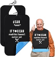 2 Pcs Adult Bibs, Washable Reusable Adult Bib with Crumb Catcher, Clothing Protector for Men Women Elderly Eating Drinking Drooling