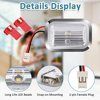 2 Pack W11462342 Refrigerator LED Module Assembly Replacement Refrigerator light for Whirlpool Kitchenaid Kenmore W10843339 W10908166 W10607479