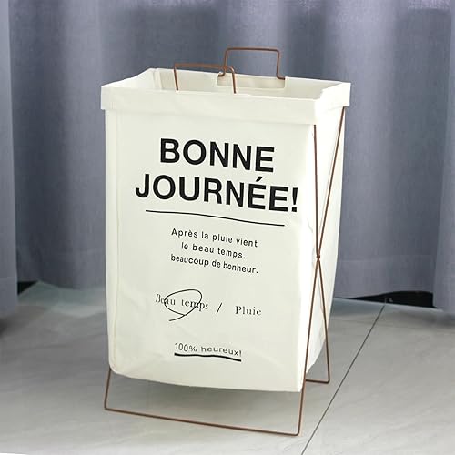 Miniatura 8 de Cesta plegable para la ropa sucia con marco de metal X plegable con bolsa de algodónpoliéster, almacenamiento duradero, dormitorio, apartamento,