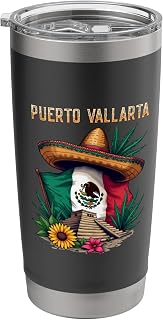 Puerto Vallarta Vacation Mexico Travel Trip Mexican Flag Stainless Steel Insulated Tumbler