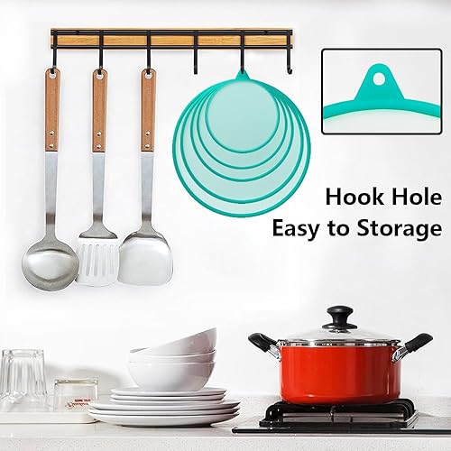 Miniatura 5 de Paquete de 5 tapas de silicona para cuencos, 5 tamaños, tapas reutilizables de almacenamiento al vacío, cubiertas de almacenamiento de alimentos de