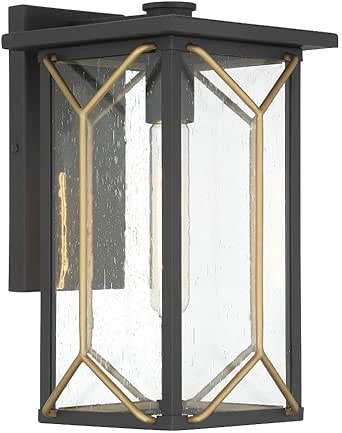 Minka Lavery 72803-727 Hillside Manor Clear Seeded Glass Outdoor Wall Mount, 1-Light 60 Watt, 20" H x 8" W, Sand Coal &amp; Honey Gold