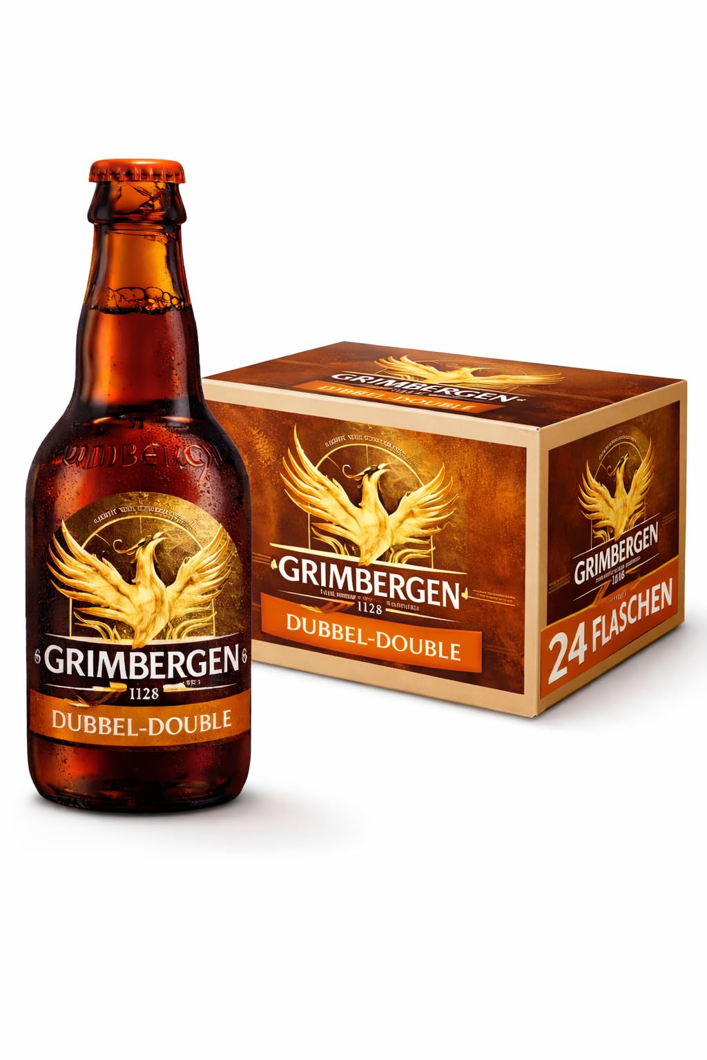 Grimbergen Dubbel Bier 24 x 0,33l – Belgisches Abteibier mit 6,5% Vol – Dunkles Bier mit karamell-, malz- und fruchtigen Aromen – Belgische Bierspezialität im 24er Pack