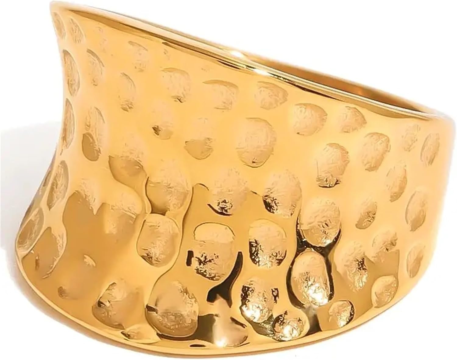 Geometric Textured Stacking Irregular Wide Ring Stainless Steel Jewelry Gift 1Pcs