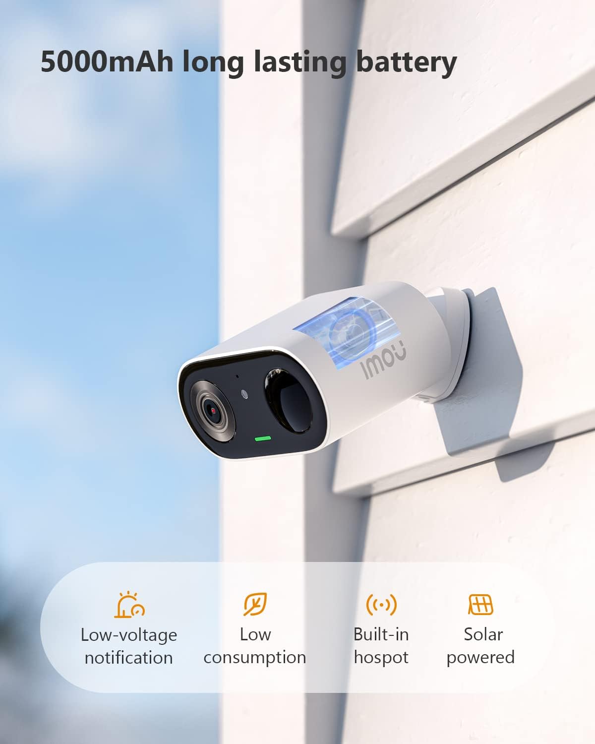 Bezprzewodowa kamera monitorująca Imou 2K WiFi Bateria, zewnętrzna/wewnętrzna kamera monitorująca, kolorowe widzenie w nocy, wykrywanie ludzi, IP65, dwukierunkowe audio, syrena