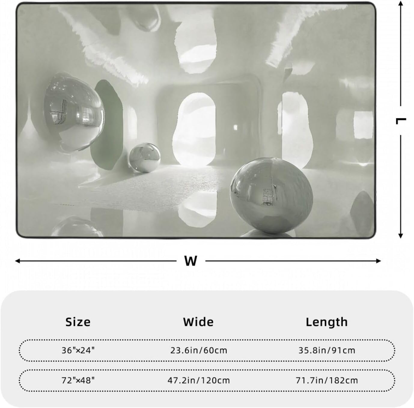 Optical White Noise Picture Anti-Slip Floor mat Carpet Rug 72"x48" for Living Room Office Coffee Table Bed Balcony