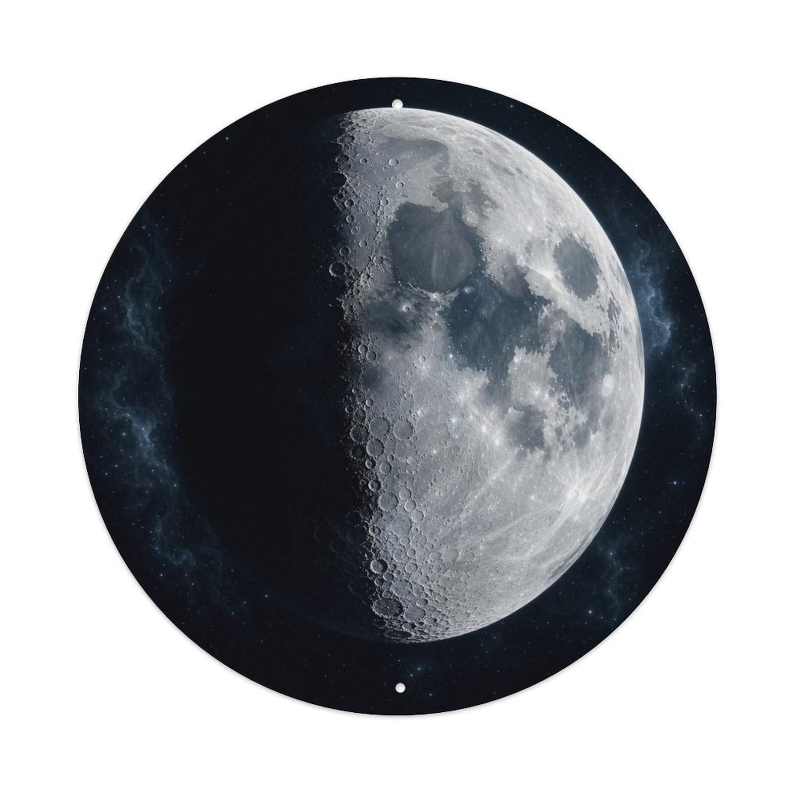 Space Age Half Moon Phase Starscape Neon Sci Fi Metal Tin Sign