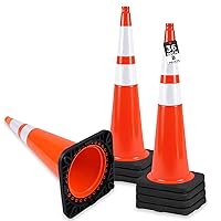 Vista 13 de (8 Conos) BESEA Conos de Tráfico de PVC Naranja de 28" Pulgadas, Base Negra Conos de Seguridad de Construcción para Estacionamiento en Carreteras