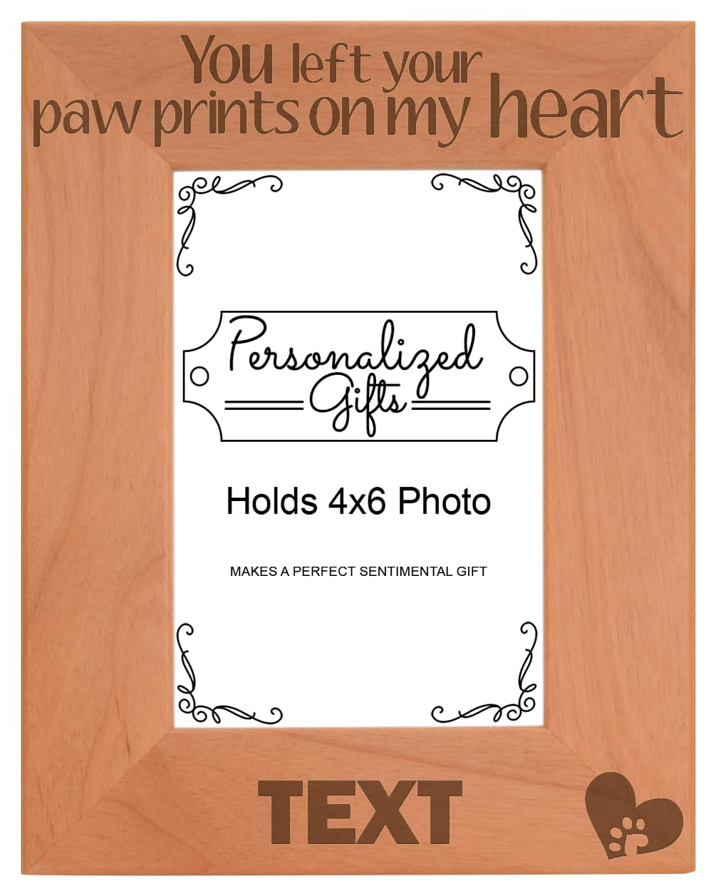 Personalized GiftsPersonalized Cat Memorial Picture Frame You Left Your Pawprints On My Heart Custom Cat Gift Natural Wood Engraved 4x6 Portrait Picture Frame Wood