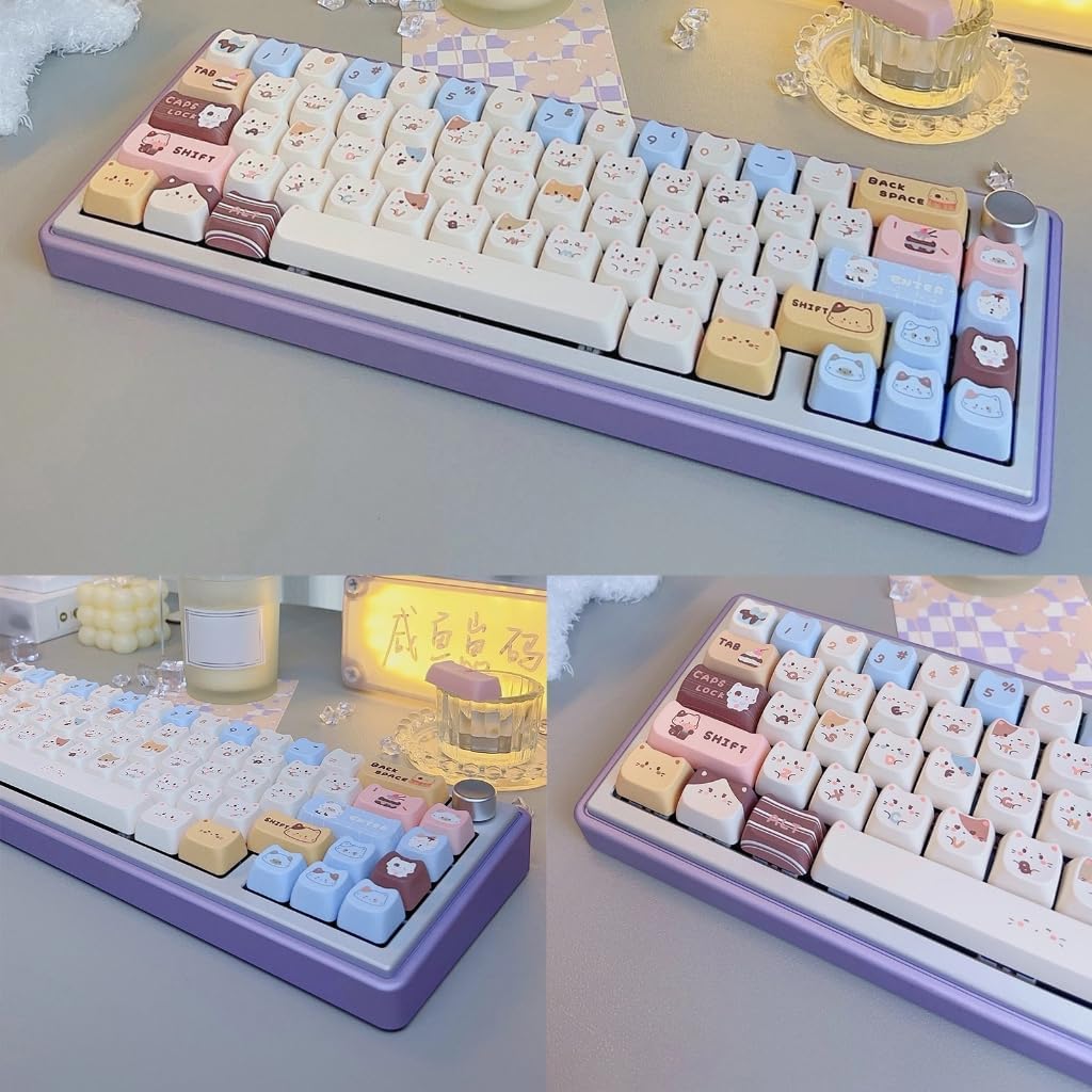 Sea Salt Kitten Keycaps Mao Profile Keycap for Personalizing Mechanical Keyboards