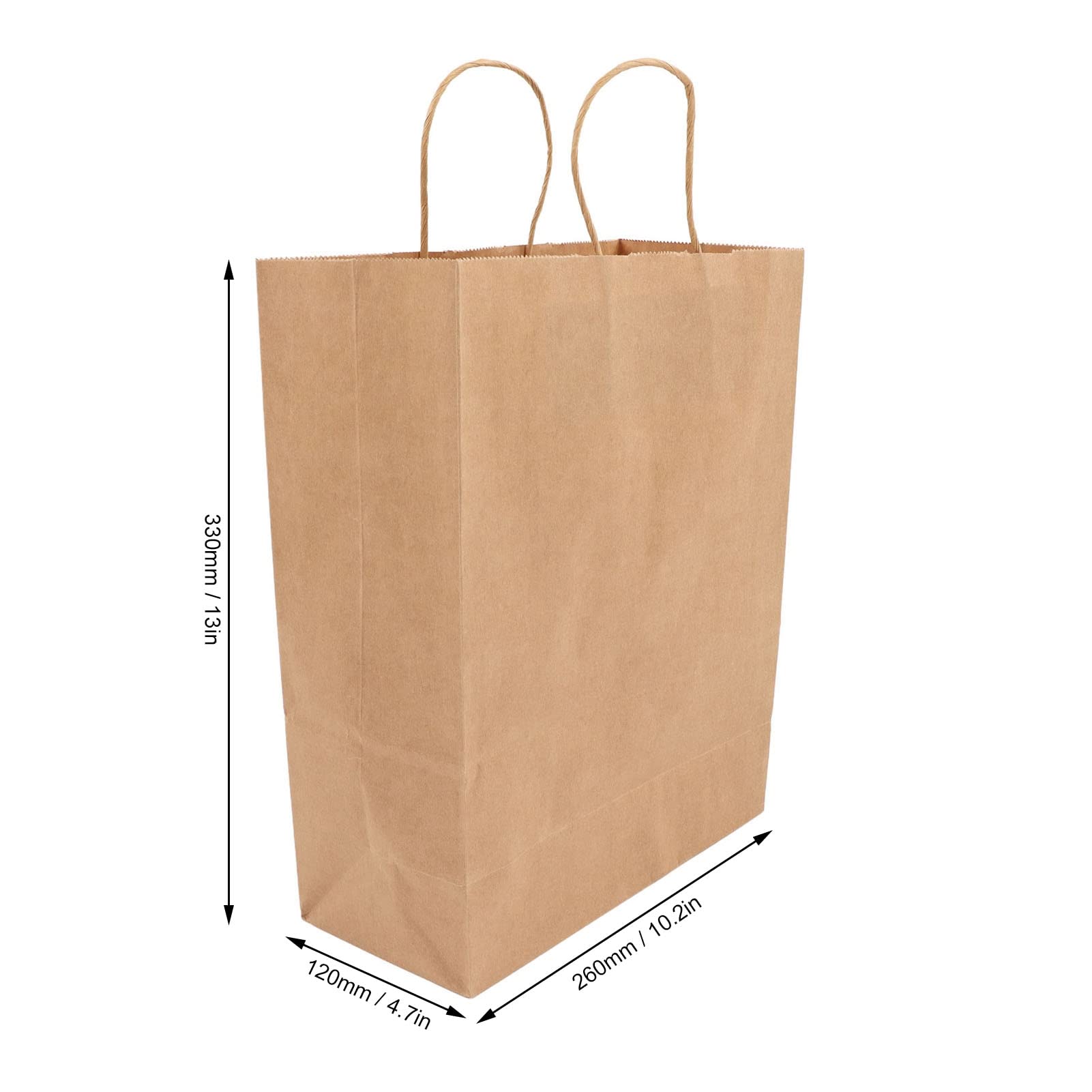 BAFOVY Torba Papierowa Kraft z Uchwytem, ​​50 szt. Torby na Zakupy Kraft Wielokrotnego Użytku do Pakowania żywności, Papierowe Torby na Prezenty o Dużej Pojemności z płaską powierzchnią dla Domowych
