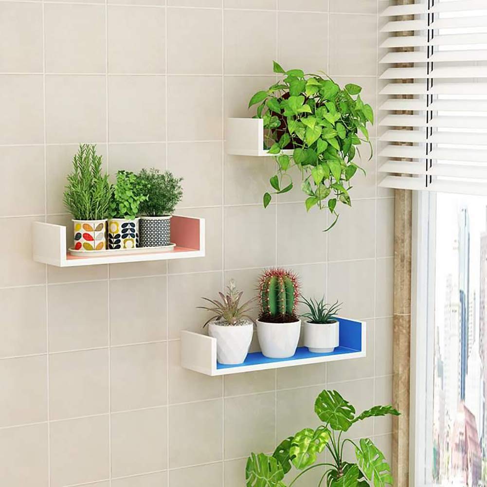 Set Of 5 Floating Shelves – Washed White Wood Wall Shelves For Bathroom, Bedroom, Living Room, Kitchen-559088