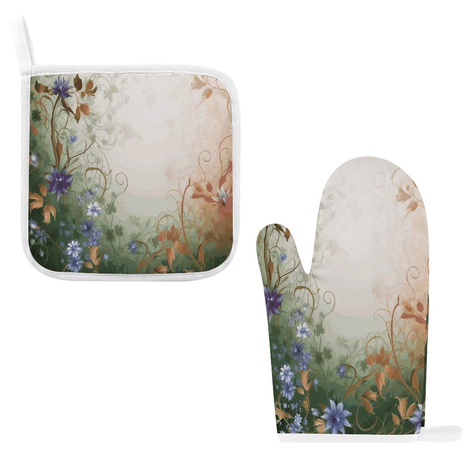 Fodpand Style Floral Swirls Ivy Oven Mitts And Pot Holders Sets