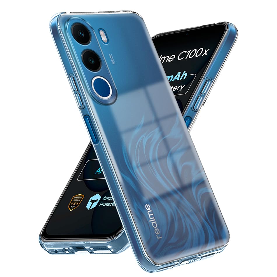 Image of Fashionury Shockproof Crystal Clear Back Case Cover for Realme C100X 5G | Transparent Back Cover | Raised Bumps for Camera & Screen Protection for Realme C100X 5G