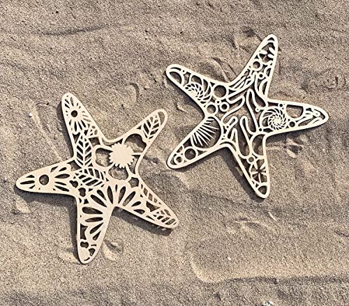 Birsppy Starfish Decor by Sukha Home - Wooden Wall Art Starfish Cutout Coastal Decor for Beach House or Beach Themed Bathroom Decor, Nautical Decorations, Seashell Decor and Rustic Coastal Design - Image 2