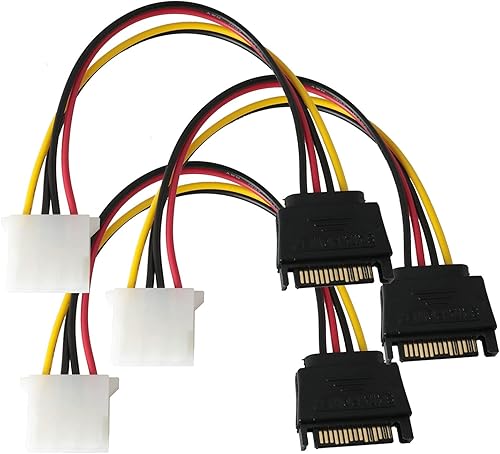 SJZBIN Adaptador de cable de alimentación SATA 3PCS 8Inch SATA 15 Pin macho a Molex LP4 cable de alimentación hembra