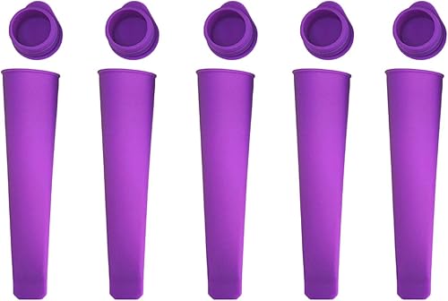 SEIWEI Molde de silicona para paletas de helado, 5 piezas, bolsa de paletas para helados, fabricante de moldes para paletas de hielo con tapa,