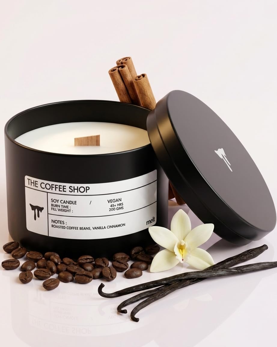 Melt Coffee Scented Candle for Home | Strong Coffee Aroma Candle | Café Fragrance Soy Wax Candle | Long Lasting Luxury Scented Candles for Home Décor | Aromatherapy Stress Relief Candle | 200 GMS