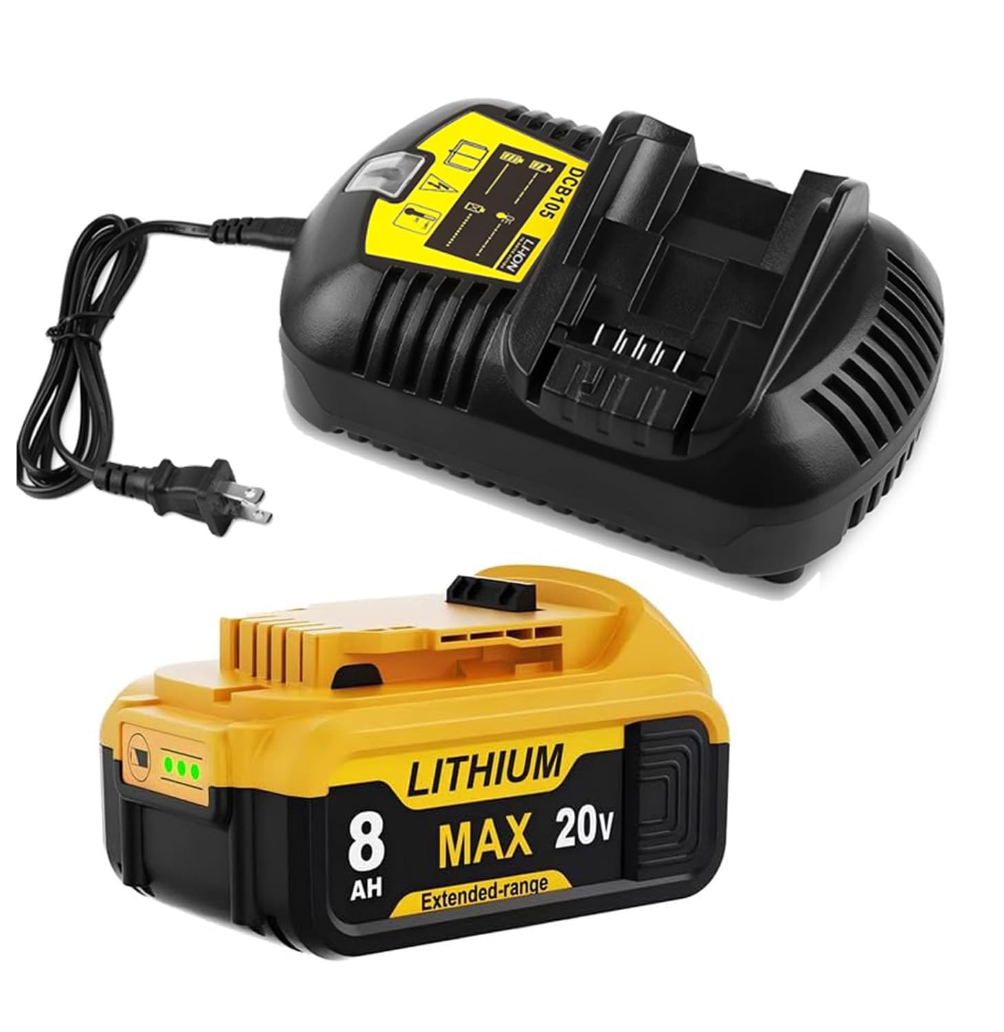 Jnfkldsb 20V 6.0Ah Battery Replacement for Dewalt 20V Max Battery and DCB105 Charger Combo (Not Made in Dewalt)