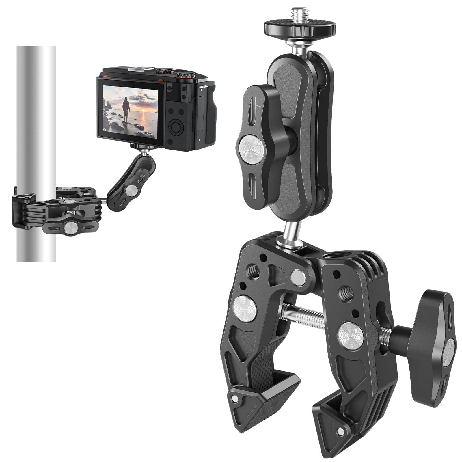 TELESIN Super Klemme Halterung Fahrradlenker 360° Kugelkopf Magischer Arm mit 1/4