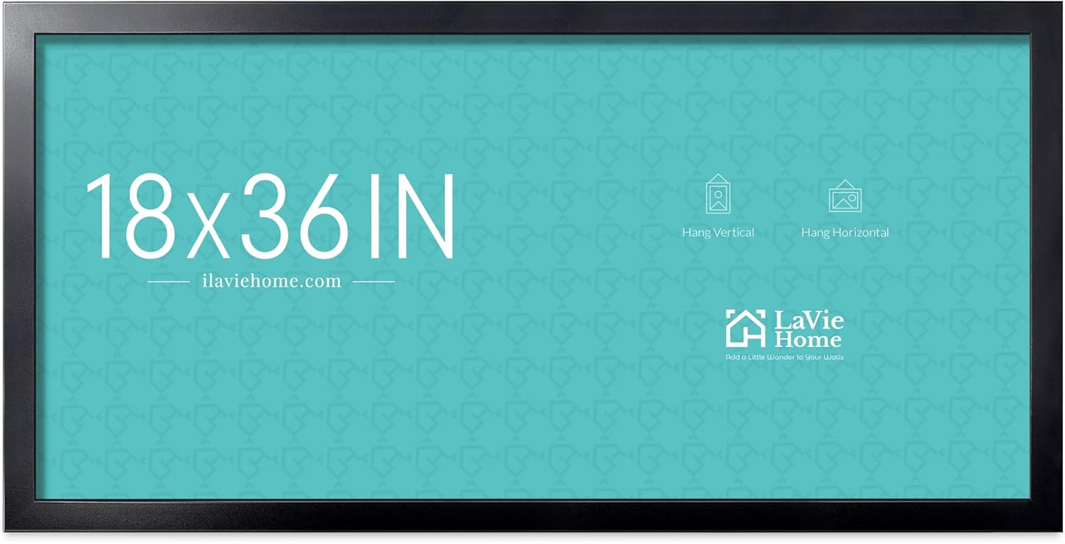 LaVie Home 18x36 Picture Frame Black, 18 x 36 Panoramic Picture Frame for Wall Decoration, Classic Black Minimalist Style Suitable for Decorating Houses, Offices, Hotels?1 Pack? 18x36 Black