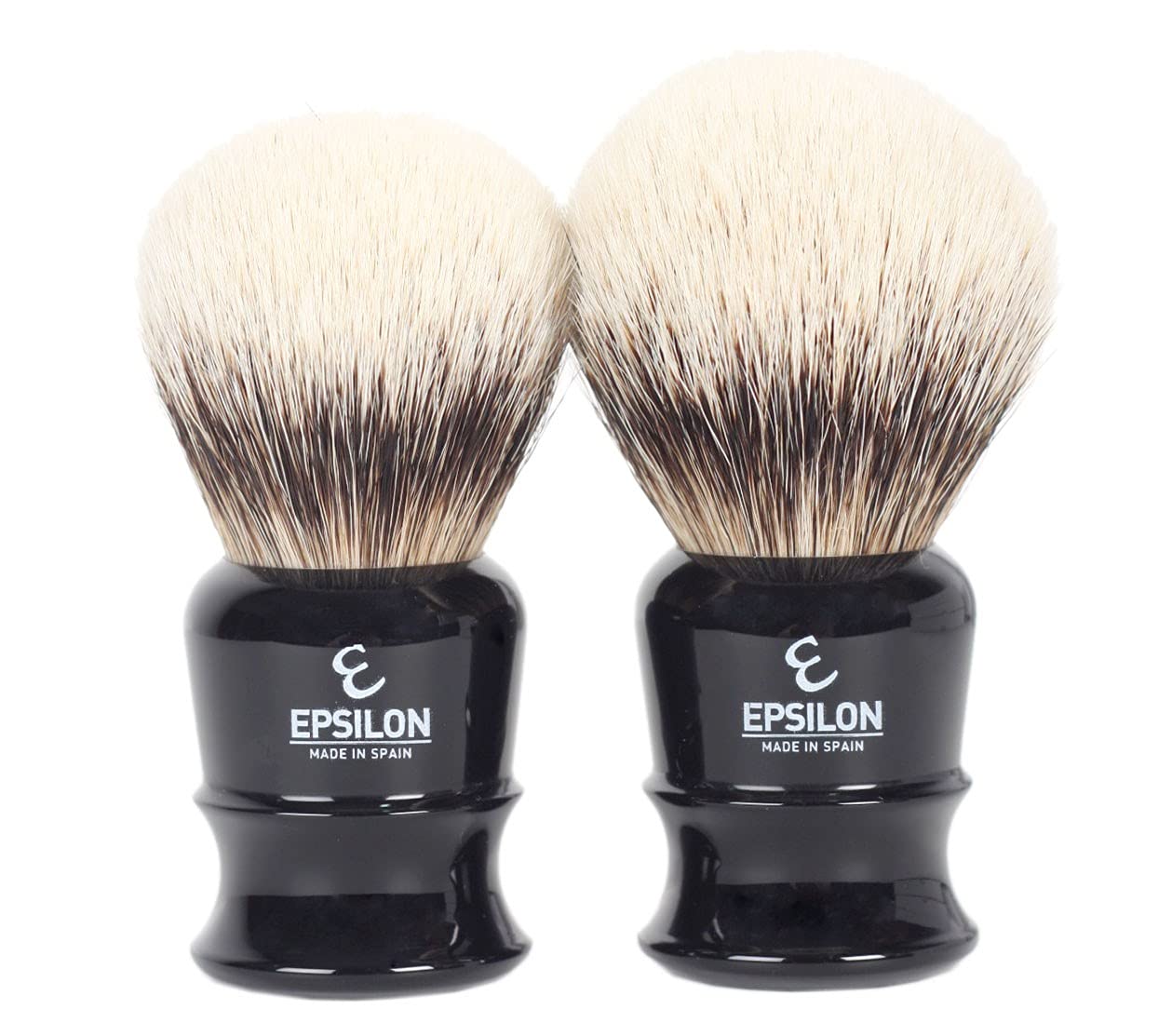 Pennello da barba con tasso, in argento, Epsilon, nero, 50/26 mm