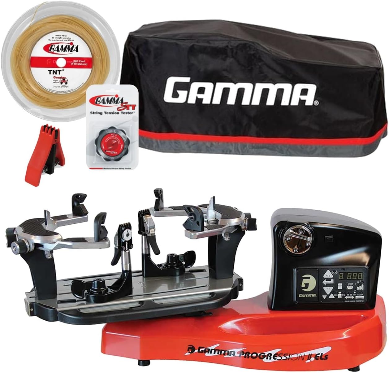 Gamma Progression II ELS Universal Tennis Stringing Machine – Tabletop, Electric, 6-pt Quick Mount – Optional Cover