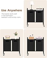 Vista 5 de MOOACE Laundry Hamper with Shelf, Laundry Basket Organizer 2 Section, Laundry Sorter Cart with Heavy Duty Rolling Lockable Wheels, Cloest Storage