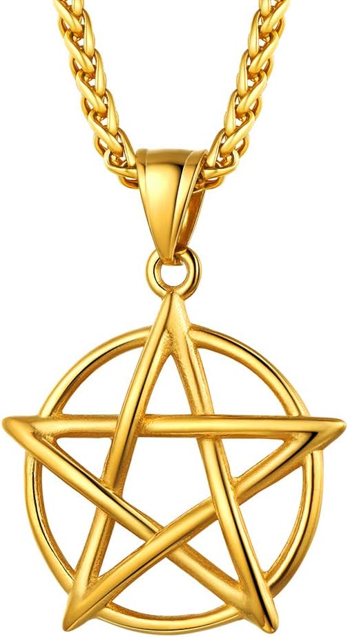 PROSTEEL Pentagram Pentacle Necklace for Men Women, Stainless Steel Tetragrammaton Amulet Satanic Jewelry, Wiccan 5 Point Star Satanism Pendant Necklace