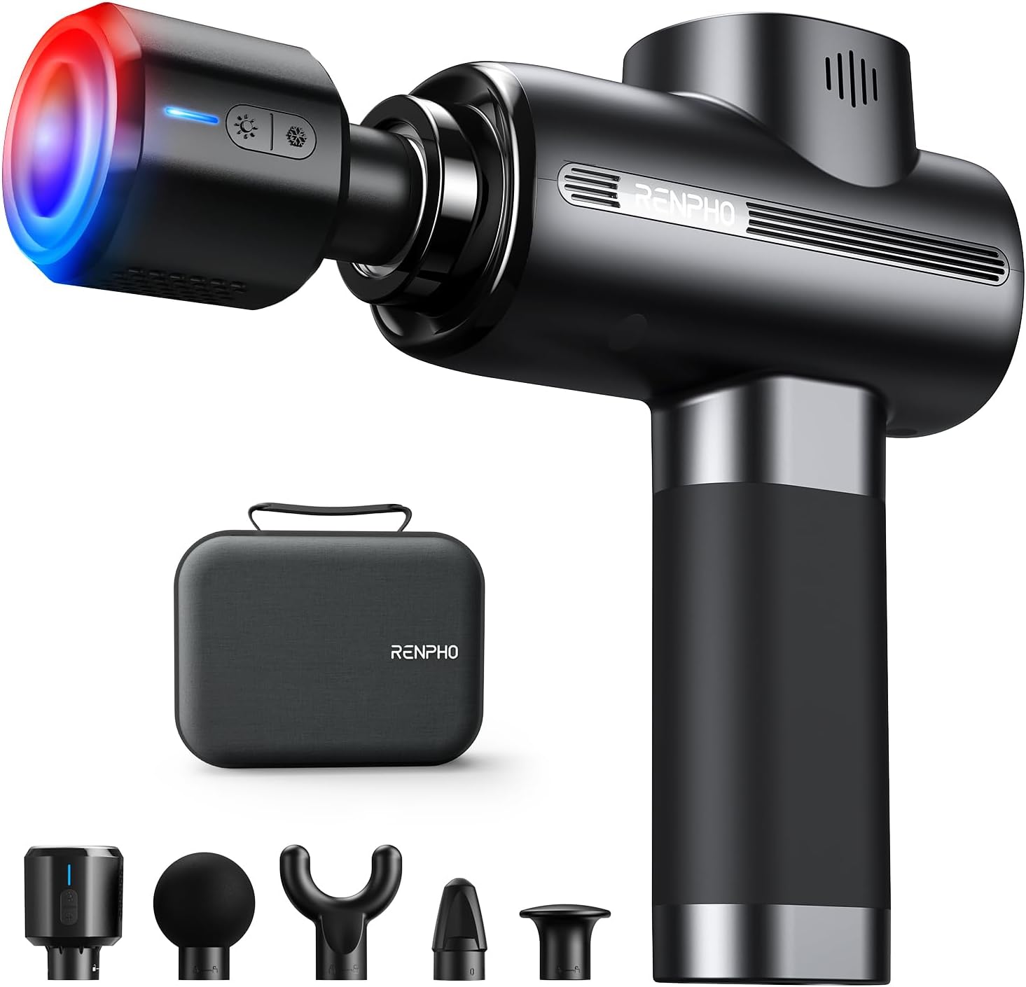 RENPHO Thermacool Massage Gun Deep Tissue with Heat and Cold Head, Handheld Muscle Massager with Carry Case, Body Masajeadorfor Home Office Workout, Black