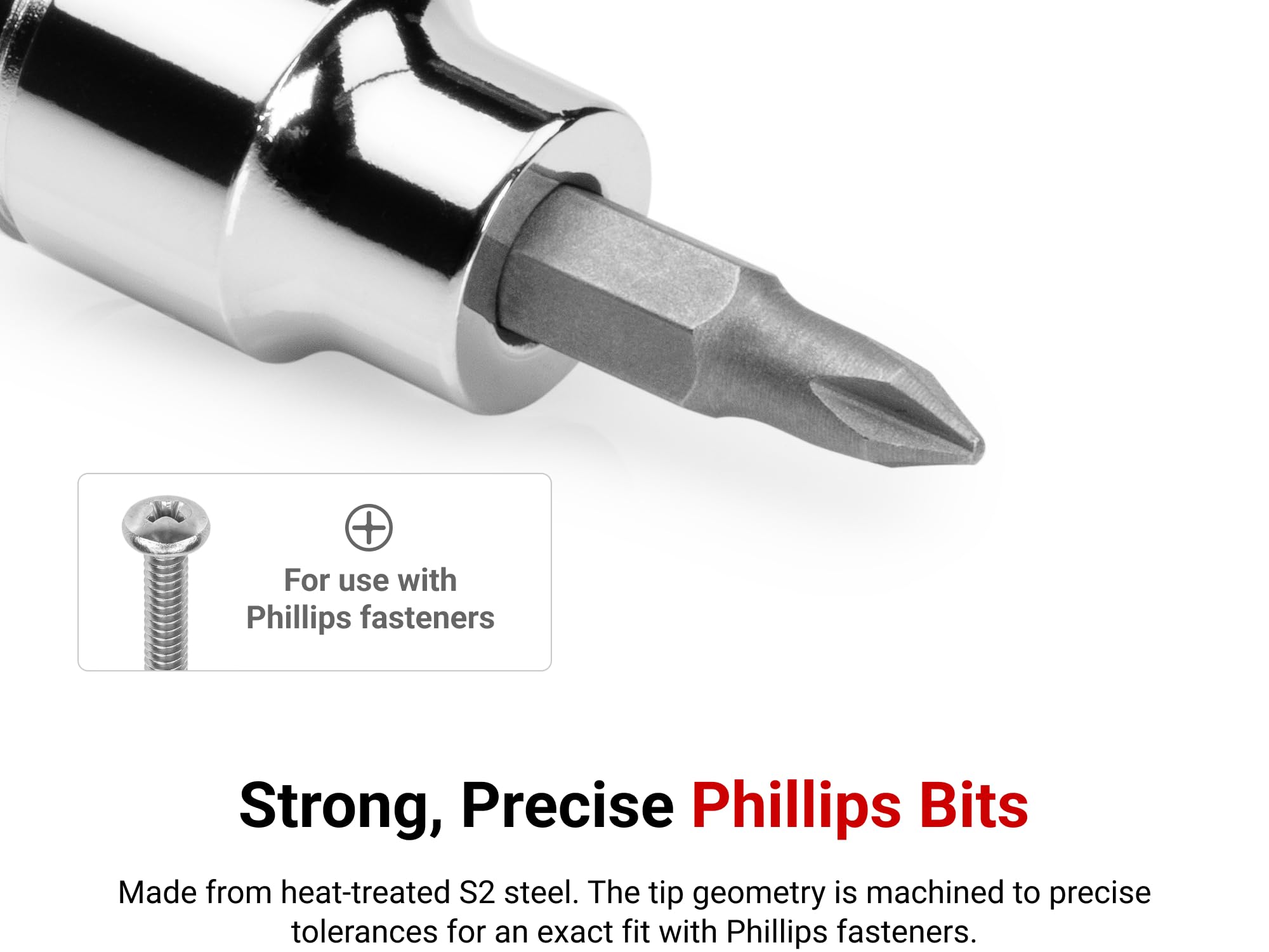TEKTON 3/8 Inch Drive x #3 Phillips Bit Socket - Image 2