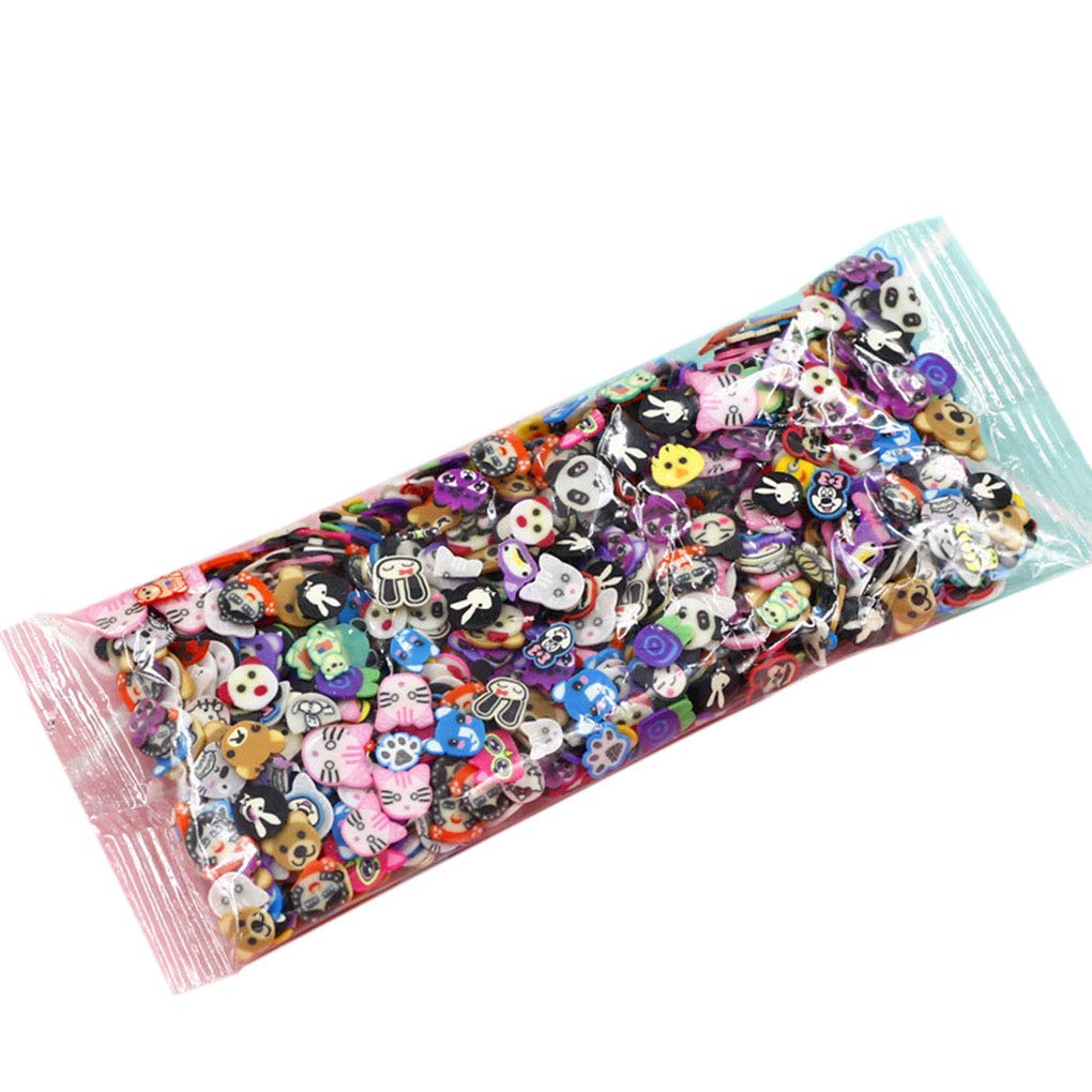 1000x/bag 3D Polymer Clay Nail Slices Star Cartoon Flower Fruit Feather Manicure Nail Art Decoration Stickers Animal,3-5mm
