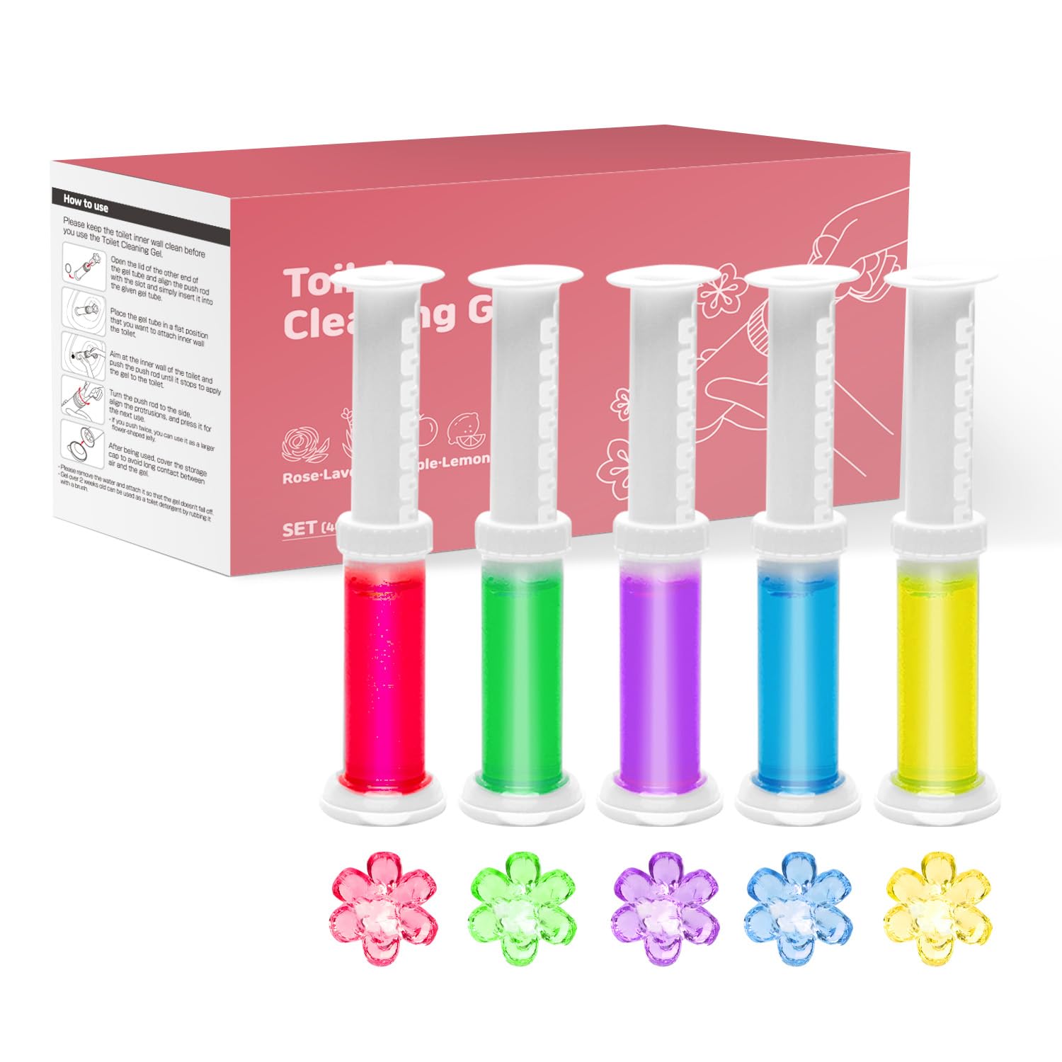 HuBDICToilet Bowl Cleaner Gel, Fresh Scent Gel Stamps, Kepp Toilet Clean and Stops Limesclae, Toilet Rings, and Stains, 60 Count 5 Kinds Of Scent Toilet Cleaner Bowl Gel Stamp Kit Air Freshener