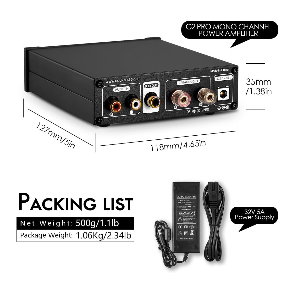 Nobsound G2 PRO 300W Mini Subwoofer/Mono Wzmacniacz mocy o pełnej częstotliwości Wzmacniacz mocy