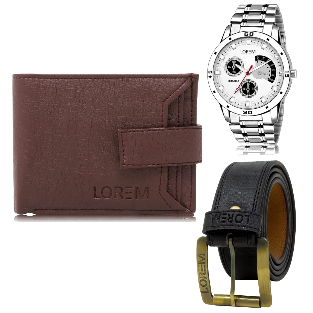 LOREM Mens Combo of Watch with Artificial Leather Wallet & Belt FZ-LR101-WL09-BL01 (B09TRCQXTD) Amazon Price History, Amazon Price Tracker
