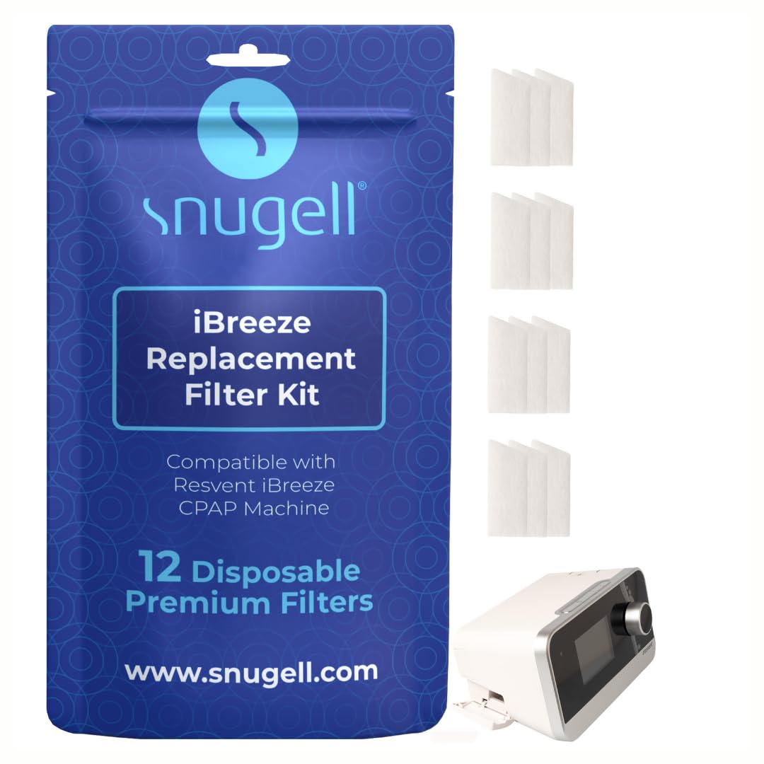 Snugell Resvent iBreeze CPAP Filters –12 Pack – Made in USA– Ultra-Fine, Durable, Travel-Friendly & Ideal for Home Use– Replace Bi-Weekly for Consistent Filtration and Optimal CPAP Machine Performance