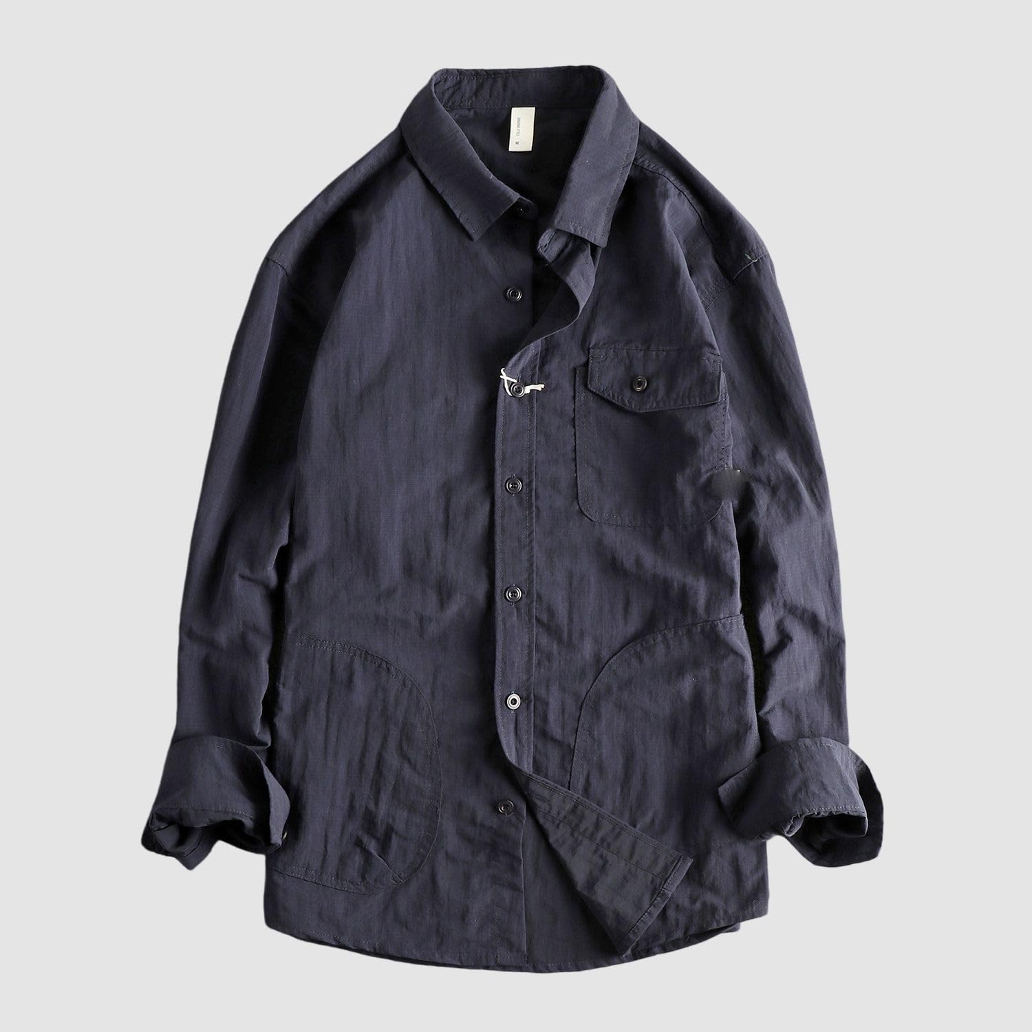 Camicia cargo da uomo a quadretti, a maniche lunghe, vestibilità comoda, con diverse tasche, per l'uso quotidiano