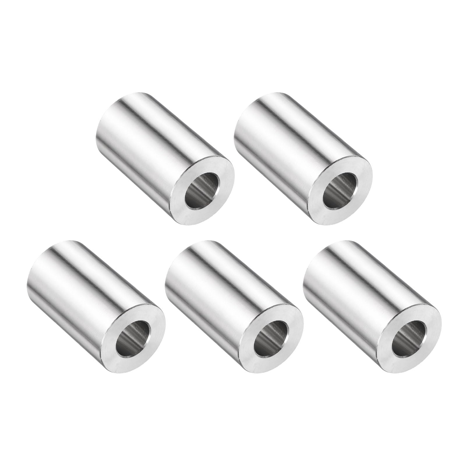 uxcell 5pcs Stainless Steel Spacer 1/2" Bore x 1" OD x 1-7/16" Length Screw Bushing Plain Finish Round Metal Spacer for M12 Screws Bolts and Rods