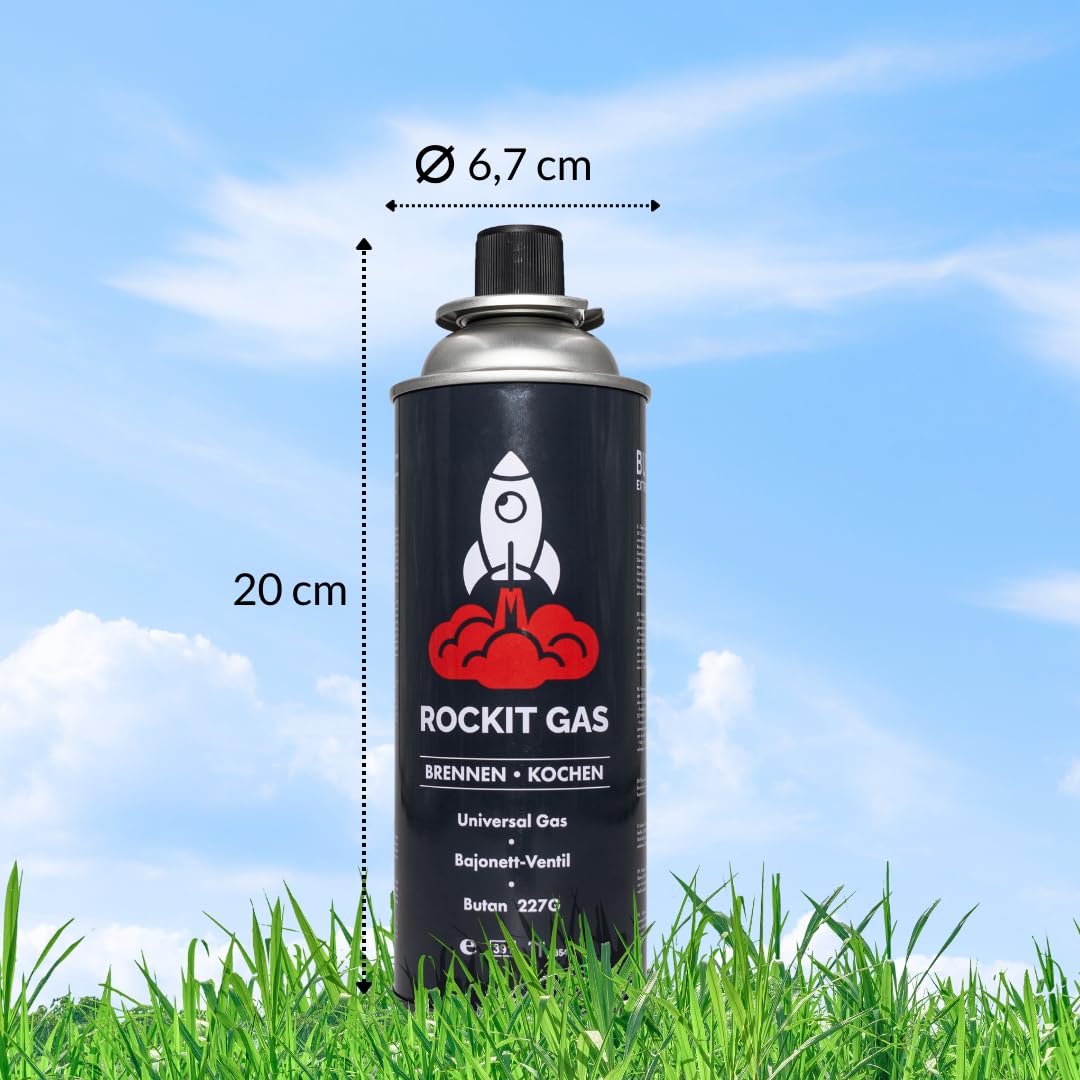 Rockit Gas ® 28 x Gaskartuschen 227g | Typ: Bajonett-Ventilkartusche | Ideal für Camping/Outdoorküchen/Notfälle