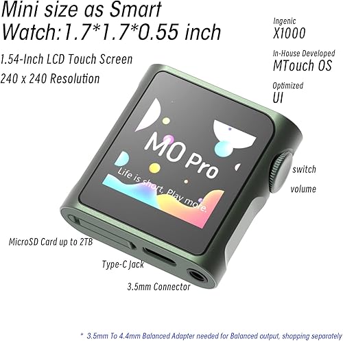 Miniatura 2 de SHANLING M0 Pro Reproductor de MP3, reproductor de música portátil de alta resolución, 2 x ES9219C DAC, Bluetooth bidireccional 5.0 LDACSBCAAC,