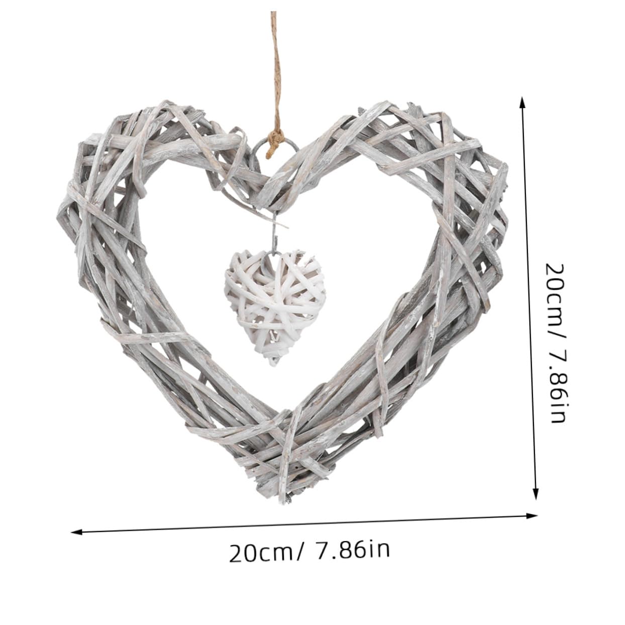 IMIKEYA 4pezzi Ghirlanda di Cuori in Vimini da Appendere Ornamento in Rattan Forma di Cuore per Decorazioni Natalizie e Feste Decorazione Unica per Casa Eventi