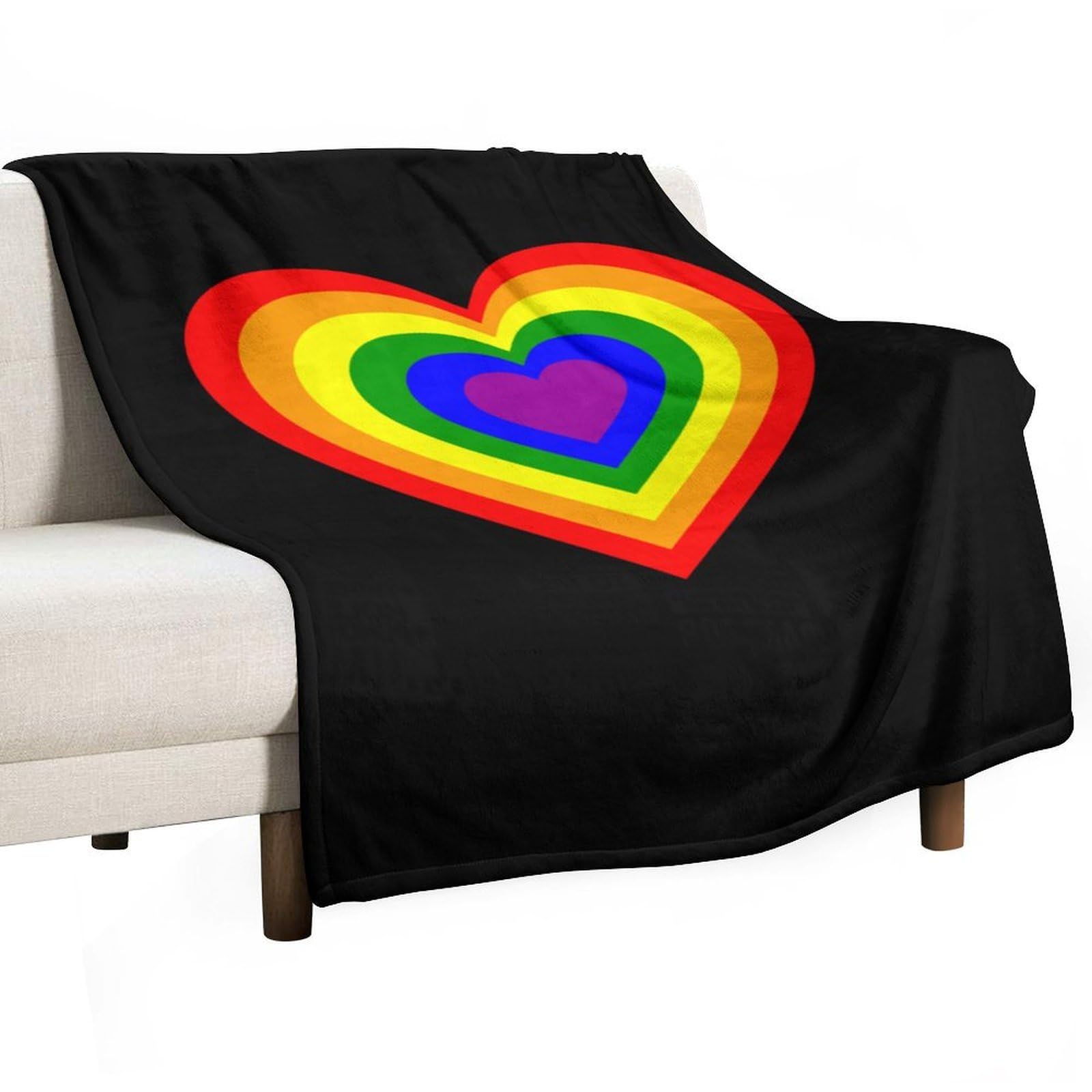CGSBNGHA LGBT Rainbow Heart Flannel Fleece Blanket Lightweight Soft Throw Blankets for Sofa Couch Bed Chair