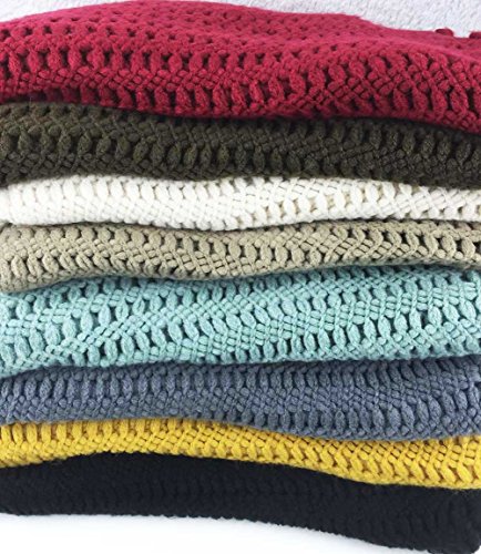 Aesthetinc Fashion Crohect Solid Color Lattice Tassel Knit Infinity Loop Scarf Wrap Soft Warm3