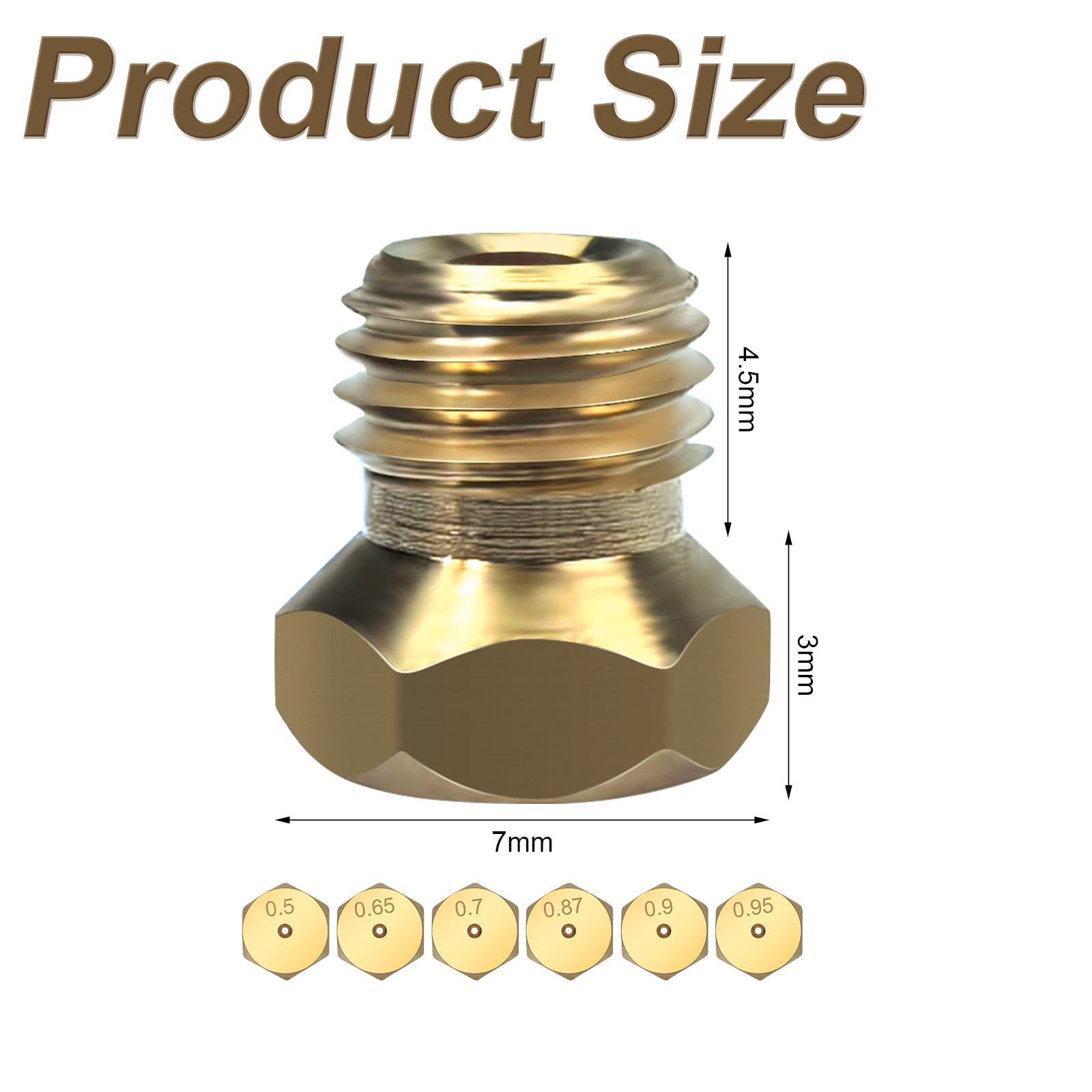 5 Pcs Gicleur Gaz Butane Universels Pour Plaque De Cuisson Au Gaz Naturel GPL, Jets, Buses Et Injecteurs, 1 De 0,5 Cm, 2 De 0,7 Cm, 1 De 0,87 Cm, 1 De 1,02 Cm