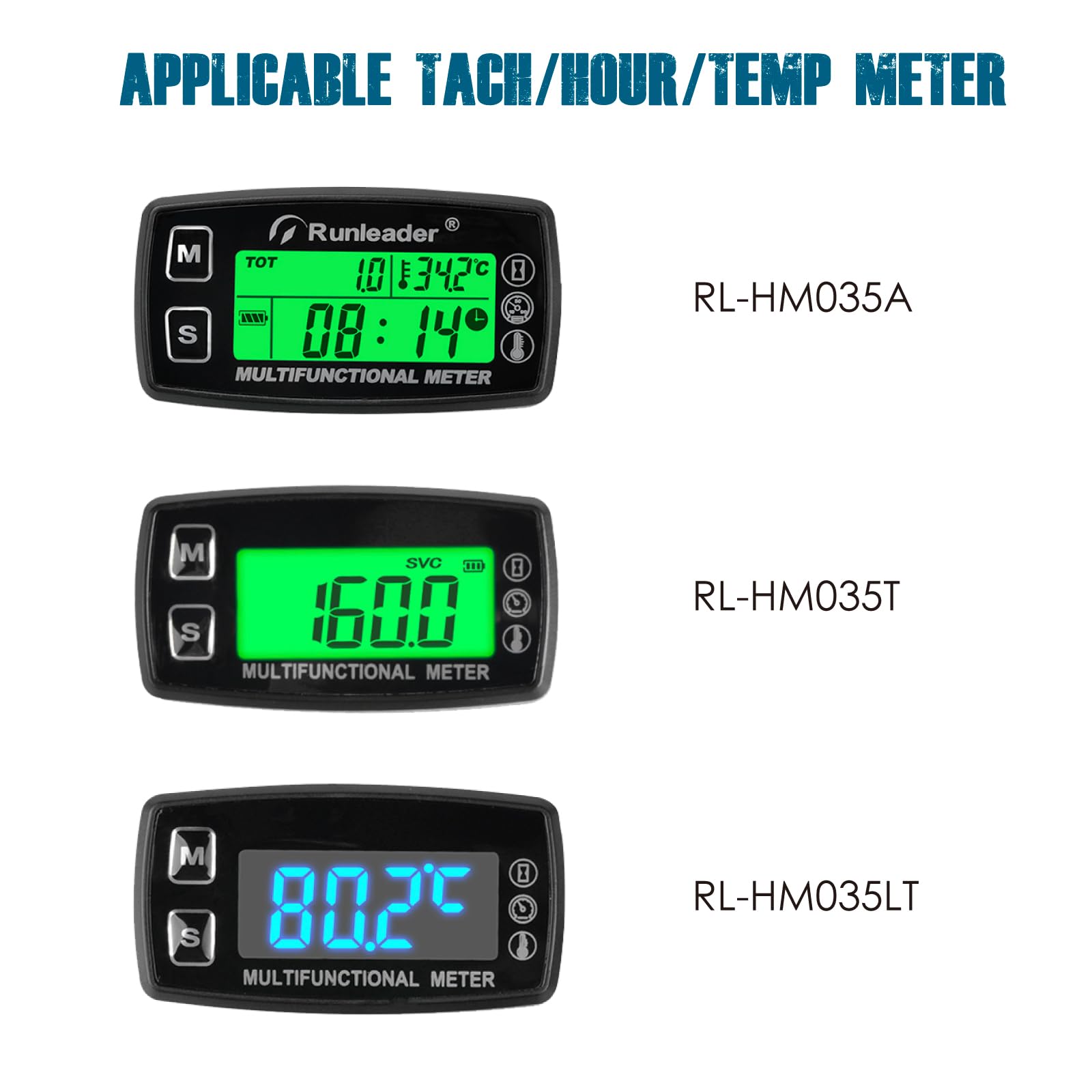 Runleader TS001 Sensor de temperatura de aceite y agua con cable de señal de RPM, rango de temperatura: -20 °C a 220 °C (-4 °F a 428 °F), diseño impermeable para cortadora de césped, generador, motoci