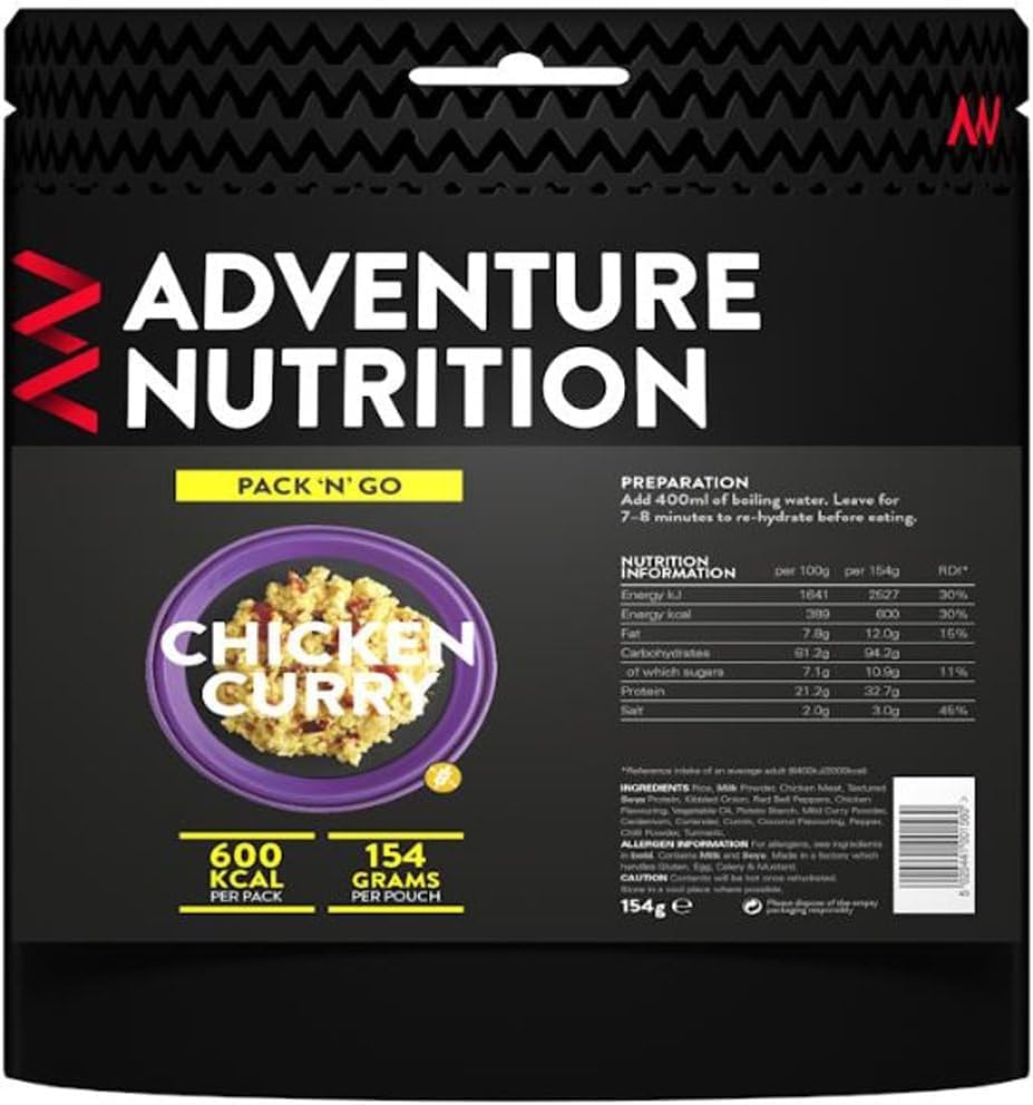 Adventure Nutrition Pack N Go Freeze-Dried Lightweight Food, 600 Kcal, for Adventurers, Hikers, Campers, Emergency Services, Mountaineers (1, Chicken Curry) — image 1